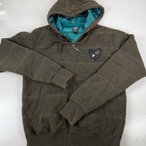 Fox Jacket Men Olive Green Hoodie Lined Pockets‎ Polyester Full Zip M